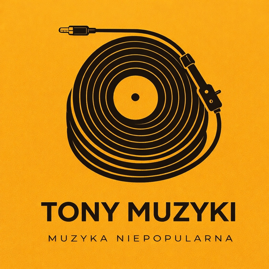 Tony Muzyki, bursztynowe logo z płytą winylową i przewodem audio